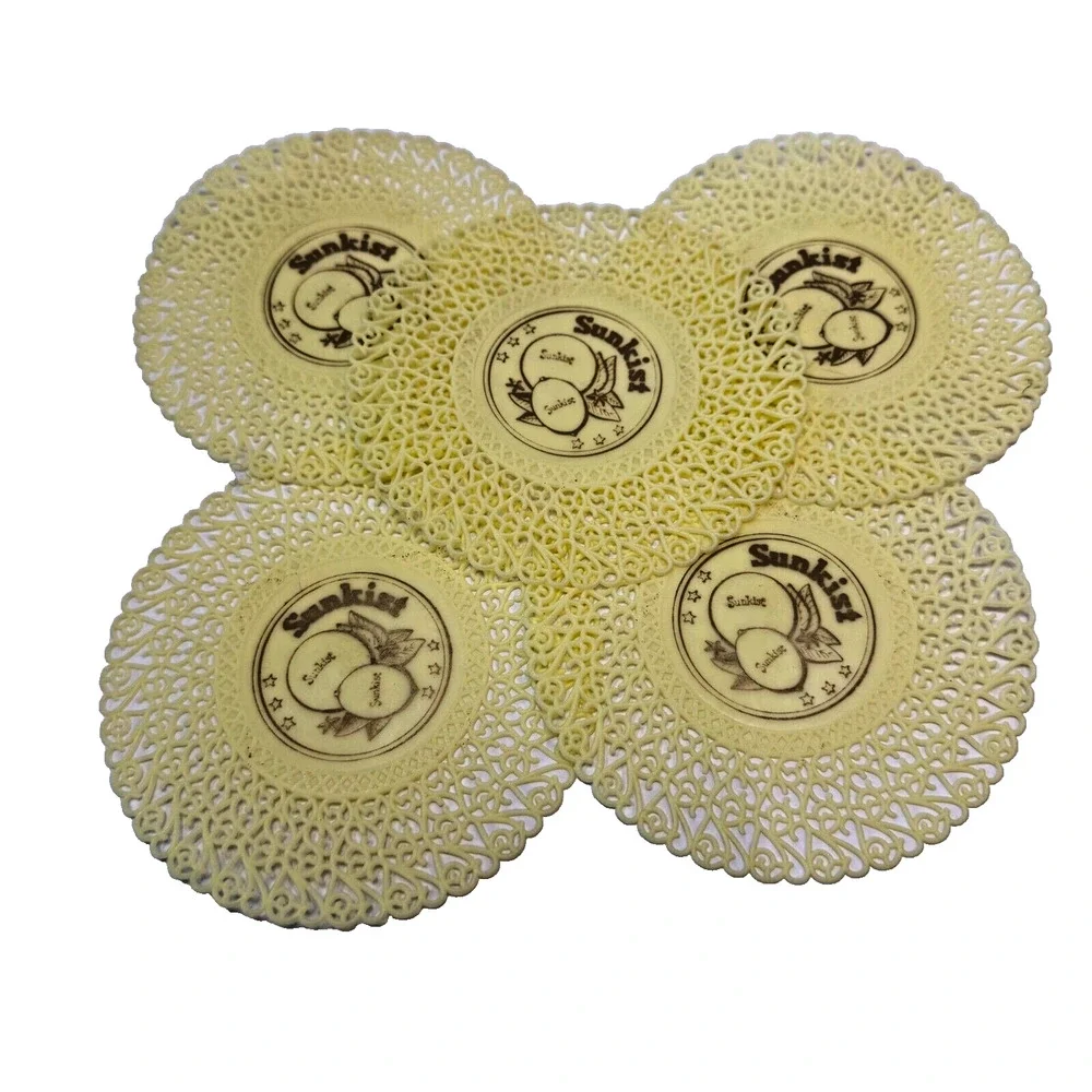 5x Retro VTG Sunkist Plastic Coasters 4.5
